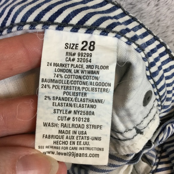 Level 99 Lily Skinny Straight Jeans Blue & white Railroad Stripe Women’s Size 28 - Picture 10 of 15